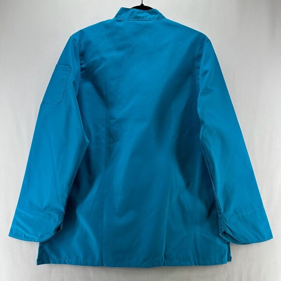 NEW CHEF Shirt Womens Sz M Double Breasted Long Sleeve Kitchen Uniform Blue - Picture 2 of 11